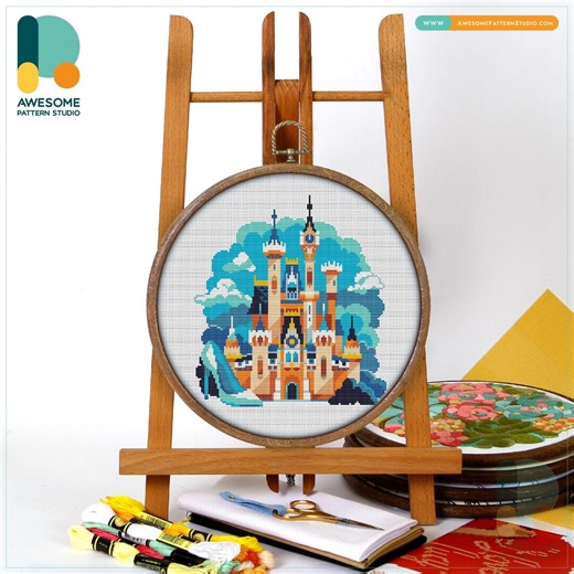 Cinderella Castle Cross Stitch Pattern and Kit - Modern Needlework Art and PDF Pattern for Enchanting Hoop Art, CS2909 - Etsy UK