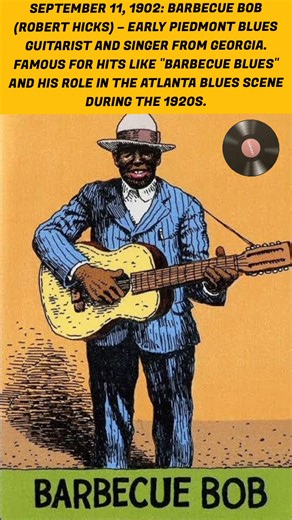 September 11, 1902: Barbecue Bob (Robert Hicks) – Early Piedmont blues guitarist and singer from Georgia. Famous for hits like "Barbecue Blues" and his role in the Atlanta blues scene during the 1920s. #localart #robertcrumb #superbluestv #artwork #instagram #drawing #blues #inspiration #guitarplayermagazine #culture #memory #MTV #usa | Super Blues
