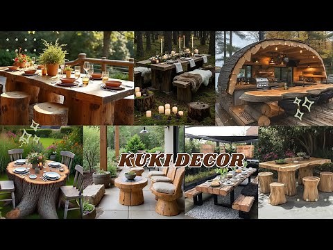 Charming Log Table Designs Ideas for Outdoor Rustic Dining Spaces