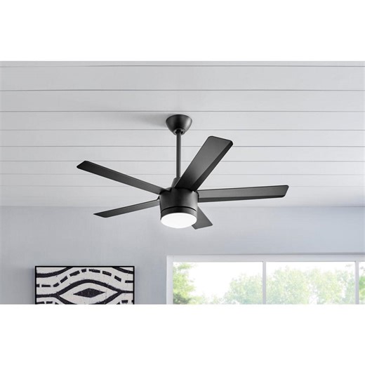Home Decorators Collection Merwry 48 in. Integrated LED Indoor Matte Black Ceiling Fan with Light Kit and Remote Control SW1422/48in/MBK - The Home Depot