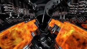 V8 Engine Animation With Explosions And Sparks. Camera Slowly Zooming. | Premium Stock Video Footage