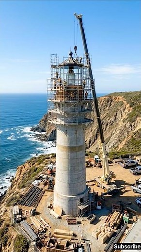 Coastal Lighthouse Built from Scratch | Drone Construction Timelapse#shorts