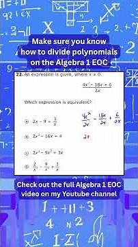 Make sure you know how to divide polynomials on the Algebra 1 EOC #eoc #mathhelp #algebra