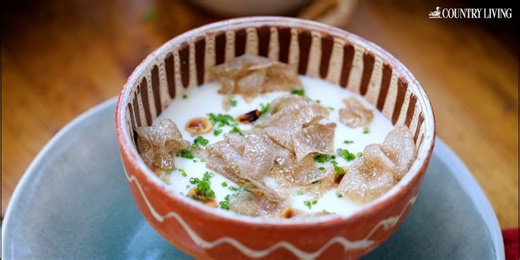 Celeriac soup recipe with hazelnuts and truffle