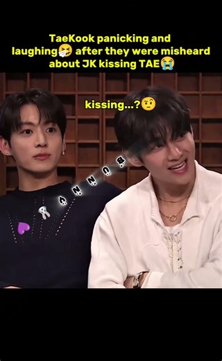 TaeKook panicking and laughing after they were misheard about JK kissing TAE😭