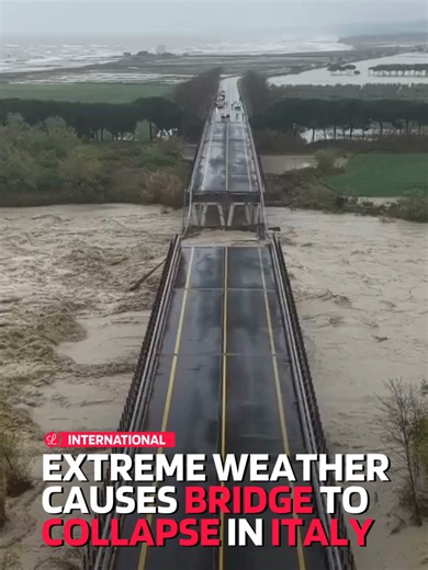 A bridge collapsed on a state highway in Italy’s Molise region following extreme weather conditions, disrupting traffic in the area. The incident occurred after heavy rainfall in the last days caused a nearby river to overflow, undermining the structure and leading to its collapse. Authorities confirmed that the bridge gave way as floodwaters surged beneath it. Emergency services were quickly dispatched to the scene, and the affected stretch of road was closed to traffic to ensure public safety.