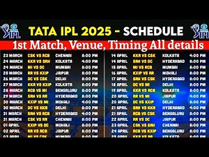 IPL 2025 Schedule - BCCI Announced IPL 2025 Official Schedule Dates, Venues & Timings