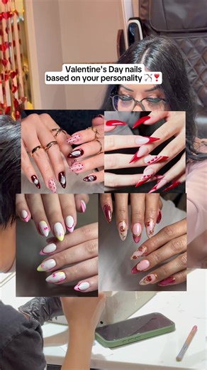 💌 Here for Valentine’s Day nail sets that show your unique personality >>> 📍Polish & Pamper in Mesa, Arizona #valentinesdaynails #vdaynails #valentinesnails #nailinspo #arizona Valentine’s Day nails inspo, vday nails, Valentine’s Day nails, romantic nail designs, cat eye nails, sweetheart candy nails, nails based on your personality, nail salon in mesa