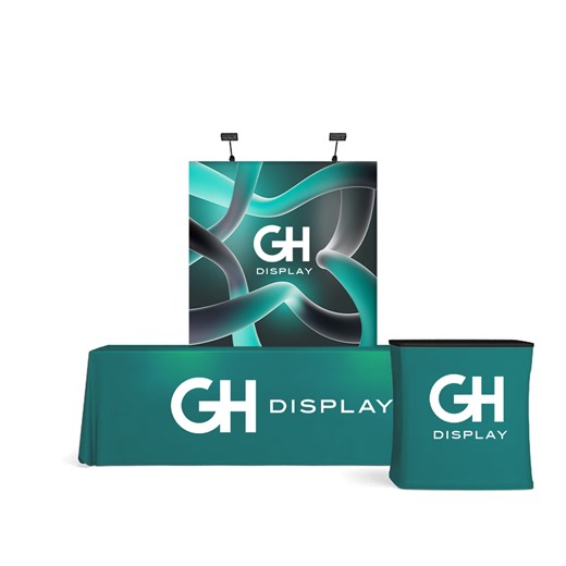 Tabletop Fabric Pop Up Display Stand with Tablecloth & Counter