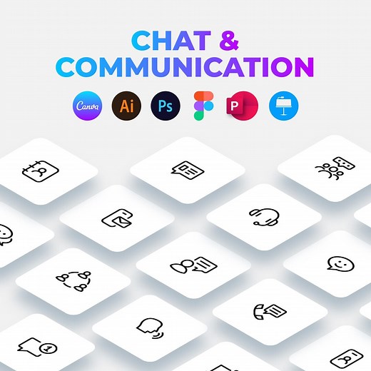 Chat and Communication Outline Icons Pack. Editable Line Canva Icons. Figma Icons, SVG Icons, Vector Icons, PNG Icons. Powerpoint Icons. - Etsy UK