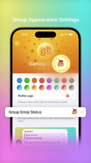 Boosted groups have unique customization options – able to change the color and logo of the group's profile cover, set an emoji status or add a chat-wide wallpaper. Admins with the 'Change Group Info' permission can access these settings from the Group's Profile > Edit > Appearance. #TelegramTips