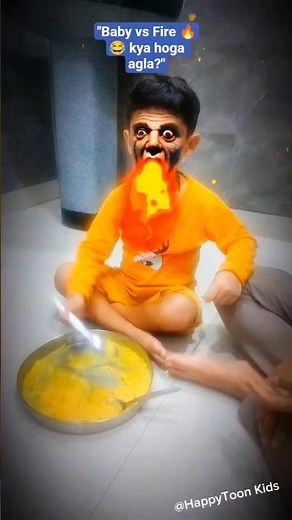 Funny Baby Fire Eating Challenge 🔥😂 | #shorts #happytoonkids