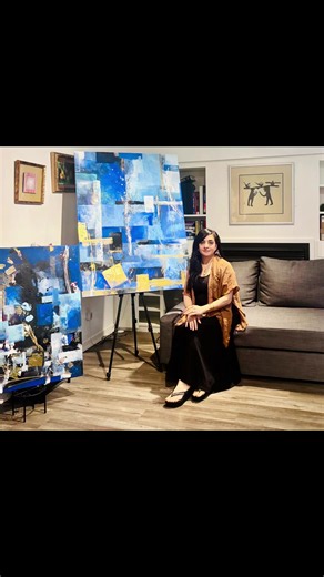 Weekend group abstract art classes at Nargis Khan art studio.