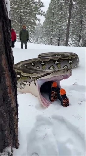 Giant Python Attacks Man in Forest – Caught on Camera! 😱 #shorts