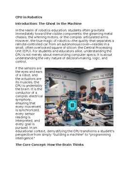 CPU Central Processing Units in Robotics - Reading Passage and x 10 Questions