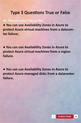 Microsoft Azure Fundamentals AZ - 900 Q 45 Type 3 \u00100 Exam PASS