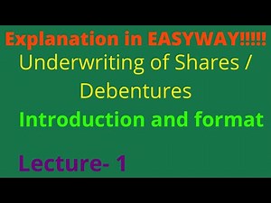 Underwriting of Shares - Lecture 1 - Introduction