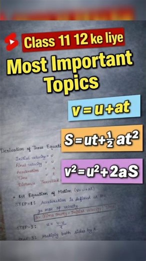 “Derivation of 3 Equations of Motion | Class 11-12 Physics”