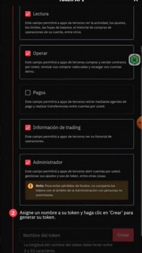 cómo crear mi token API en DERIV #deriv #token #api
