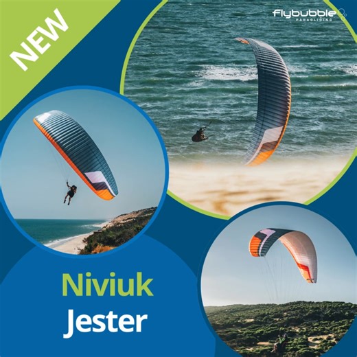 New at Flybubble: 👉 Meet the Niviuk Jester — the first parakite from Niviuk! https://flybubble.com/niviuk-jester Developed using Niviuk’s extensive experience designing paragliders and kite wings, the Jester delivers a radically fun flying experience. 💨 Fast, precise and playful, it blends speed, agility and control for dynamic descents and proximity flying. 🎯 Piloting through the risers lets you automatically adjust the angle of attack — keeping the wing stable, even at top speed.Latest info
