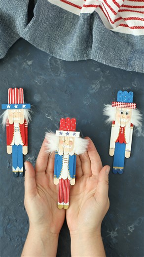 POPSICLE STICK UNCLE SAM CRAFT - this is such a fun and inexpensive patriotic craft for kids and adults alike! They're so much fun to make. The full tutorial is linked in the comments. #crafts #patrioticcrafts #craftideas #summercrafts #popsiclestickcrafts | The Craft Patch
