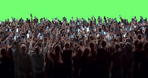 GREEN SCREEN Back view huge crowd of people with phones in hands at live concert or show. Shot on RED Helium 8K, Prores 4444