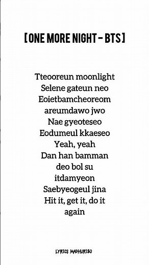 bts - one more night (lyrics)
