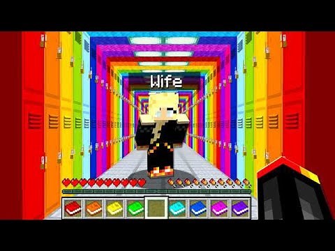 I FOUND MY WIFE'S *SECRET* RAINBOW MINECRAFT SCHOOL! (MCPE)