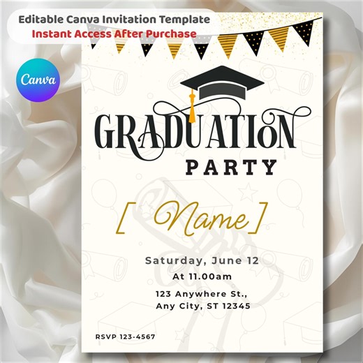 Graduation Party Invitation Template | Editable Canva Graduation Invite | Graduation Celebration Party Invite Printable Instant Download - Etsy