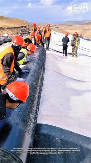 Giant Geomembrane Installation: Teamwork in Action!