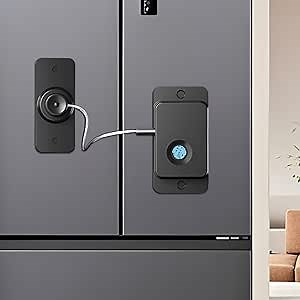 Smart Fingerprint Fridge Lock - Child Proof Cabinet Locks and Refrigerator Locks, No-Drill Adhesive Installation, for Fridge, Cabinet and Drawers (Black 1pcs)
