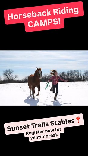 Register NOW! All links we share in any post are clickable when you go to LinkinProfile in our bio!! 🐴🐐🐓❣️🎄🎅 https://www.sunsettrailsstables.com/kids-horseback-riding-winter-camp Winter Break Horseback Riding Camps at Sunset Trails Stables❣️🐴🐐🐓 REGISTRATION IS OPEN! Dashing through the snow in a one horse open sleigh! Sunset Trails Stables Winter Break Horseback Riding Camp is a great way for your children to spend the holiday break. The focus of the camp is to cultivate responsibility a