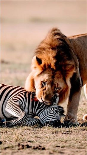 Hungry Lion Eating Zebra | Real Wildlife Survival Scene | 4K#LionVsZebra#Animal#JungleLife#ai#viral