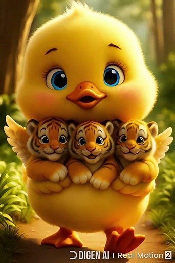 The little duck babysitter for the tiger cub – a touching story full of love! #shortvideo #trending