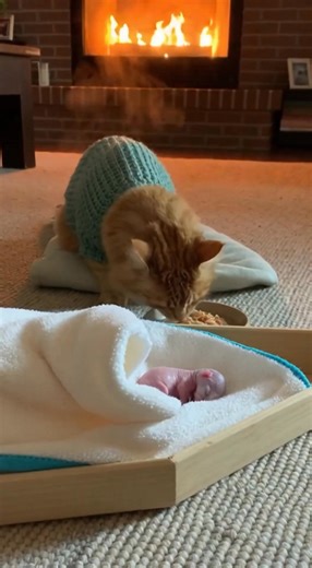 Shivering Cat Knocks on a Window While Carrying Her Kitten | Play word