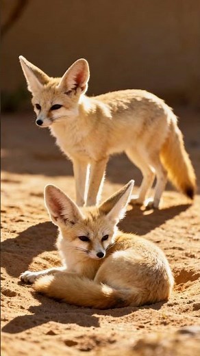 🦊🏜️ Baby Fennec Fox with Mom | Cutest Desert Moment #animalshorts #wildlife #talkingnature