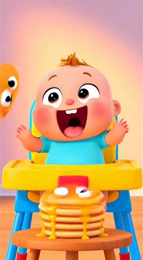 Baby vs Pancake Stack 😂🥞 #Shorts #animation #foodcomedy #cartoon #funnybaby #funny #baby #cartoon