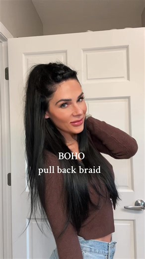 Love a half back braid style! So cute for a day look. 🌼 Give it a try! #braidstutorial #halfdownhairstyle #easyhairstyles #bohohairstyle #longhairstyles