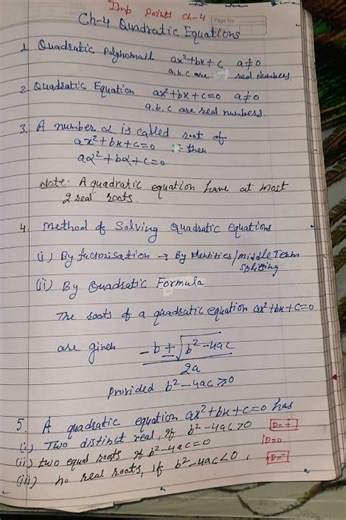Class 10 Maths Last Minutes Revision Ch 4 Quadratic Equations|Part4