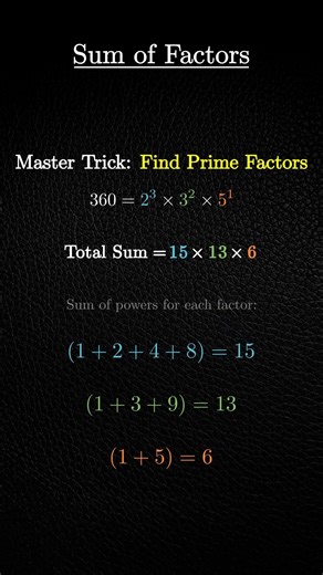 Math Hack: Find Sum of Factors in Seconds! ⚡