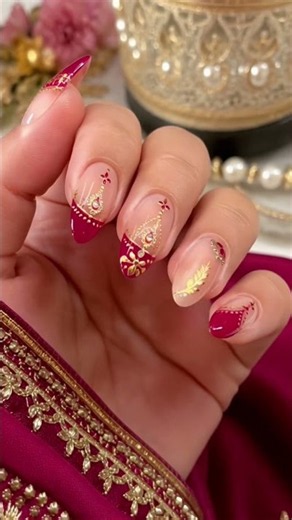 Arabic-Indian Style Nailart🇦🇪|Asian Nailart Inspo🇮🇳#asian #nailart #trending #shorts #fyp