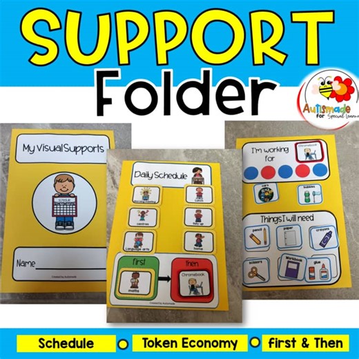 Visual Behavior Management Folder | Schedule, Token Board Reward, First-Then