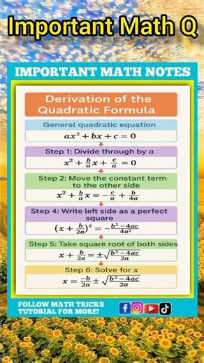 Derivation of quadratic formula