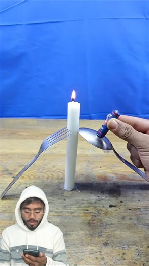 Real Experiment Zone on Instagram: "Battery candle spoon experiment 🤯🔥 #reels #experiment #science #instagram #trending"