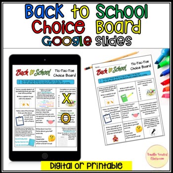 Digital Choice Board Activity Tic Tac Toe Google Slides Back to School 2025