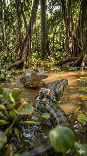 😱 What a Snake Sees! Giant Anaconda Micro-Camera POV 🐍📸 #macronature #ai #backmountedcamera #shorts