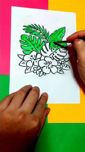 Painting Tropical Flowers with Acrylic Paint #art #drawing