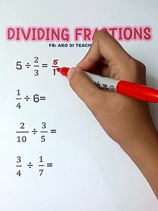 Dividing Fractions‼️📝 #basicmath #mathhacks #fbreels #fractions #mathematics #MathTutor #teachergon #math #mathreview #dividingfractions | Ako si Teacher Gon