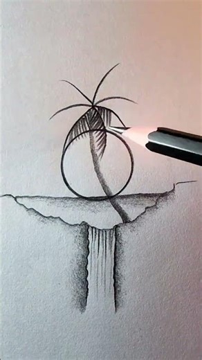 Drawing sunset coconut tree#drawing#drawingtechniques#art