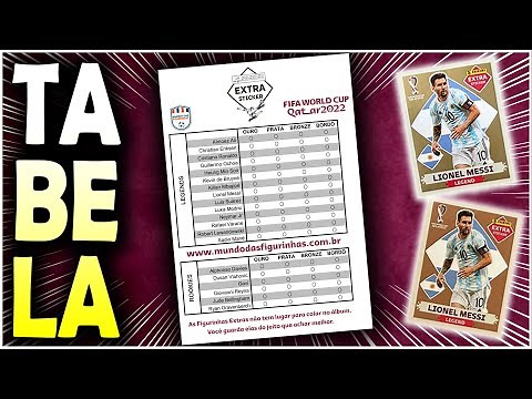 TABELA de CONTROLE das FIGURINHAS EXTRAS